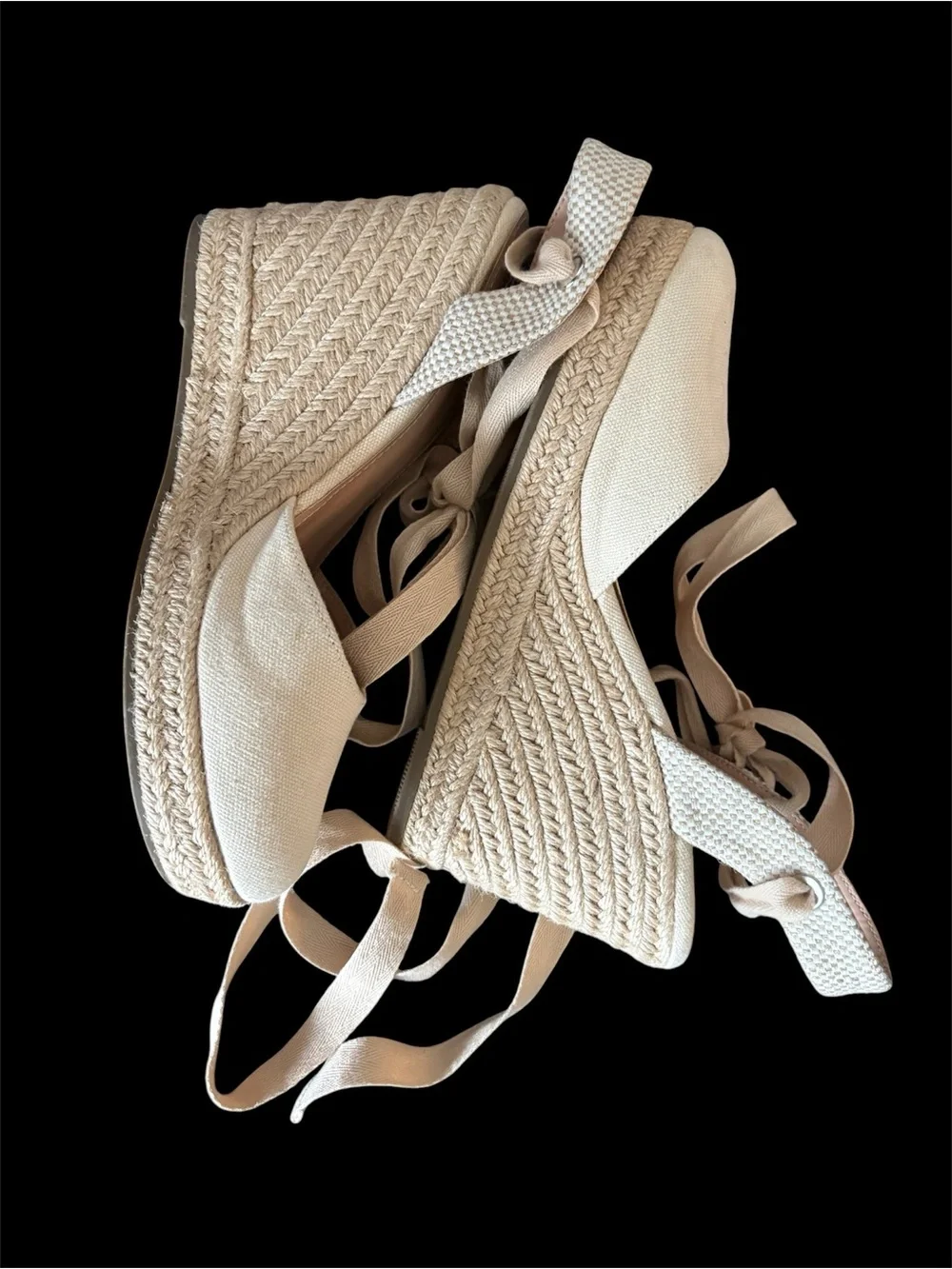 ZBY-Ivory Lace-Up Espadrille Heels-size 8